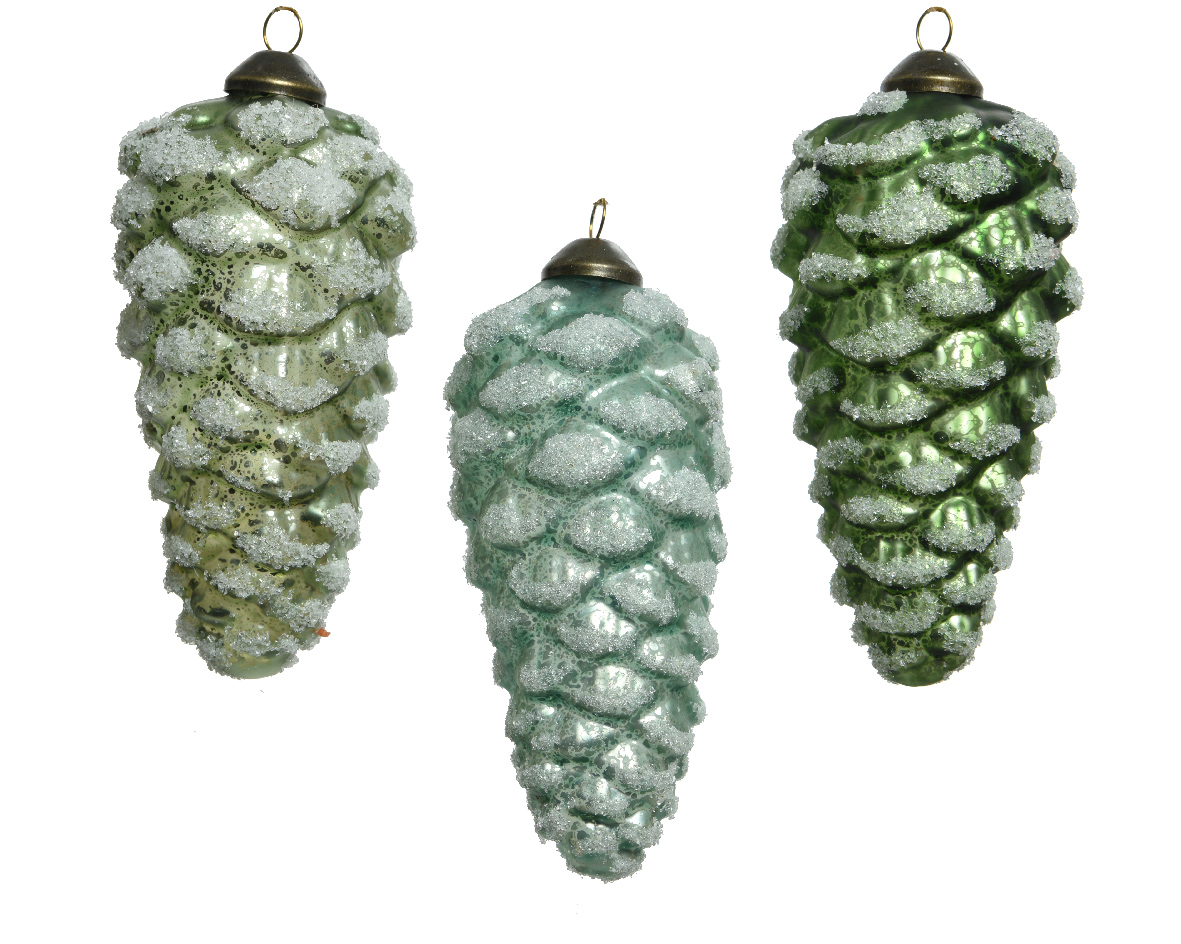 Set of Christmas Glass Decorations Frozen Cones – Wehbeh Land